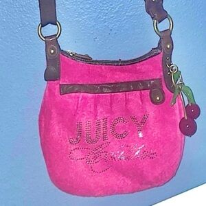 Vintage pink Juicy Saddle bag messenger y2k crossbody cherry charm juicy couture